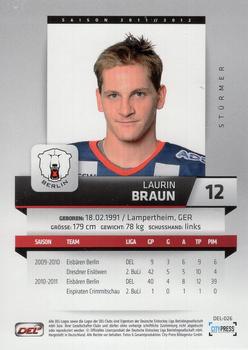 2011-12 Playercards (DEL) #DEL-026 Laurin Braun Back