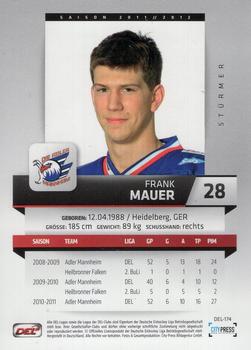 2011-12 Playercards (DEL) #DEL-174 Frank Mauer Back