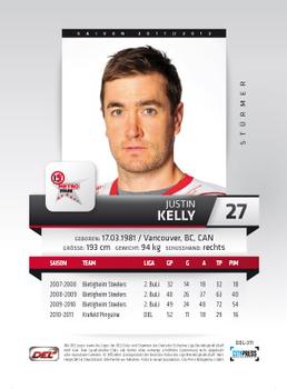 2011-12 Playercards (DEL) #DEL-311 Justin Kelly Back