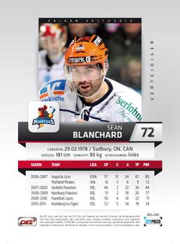 2011-12 Playercards (DEL) #DEL-342 Sean Blanchard Back