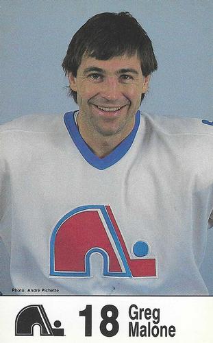 1985-86 Quebec Nordiques Postcards #NNO Greg Malone Front