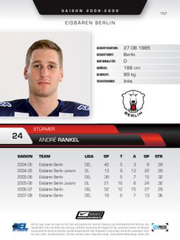 2008-09 Playercards (DEL) #157 André Rankel Back