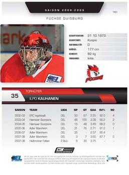 2008-09 Playercards (DEL) #160 Ilpo Kauhanen Back