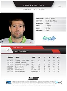 2008-09 Playercards (DEL) #293 Cole Jarrett Back