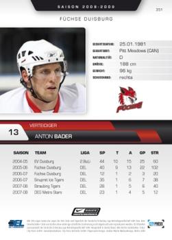 2008-09 Playercards (DEL) #351 Anton Bader Back