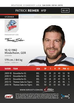 2014-15 Playercards Premium Serie 1 (DEL) #DEL-207 Patrick Reimer Back
