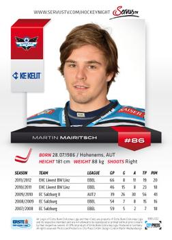 2012-13 Playercards EBEL #EBEL-022 Martin Mairitsch Back