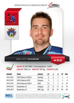 2012-13 Playercards EBEL #EBEL-087 Balint Magosi Back