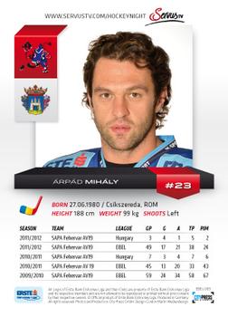 2012-13 Playercards EBEL #EBEL-089 Arpad Mihaly Back