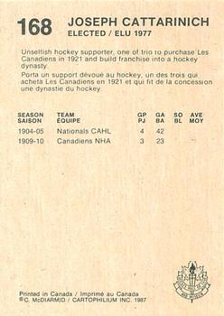 1987 Cartophilium Hockey Hall of Fame #168 Joseph Cattarinich Back