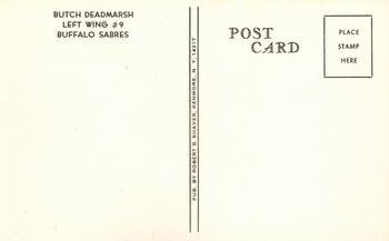1972-73 Buffalo Sabres Postcards #NNO Butch Deadmarsh Back
