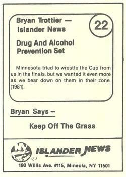 1985 New York Islanders News Bryan Trottier #22 Bryan Trottier Back