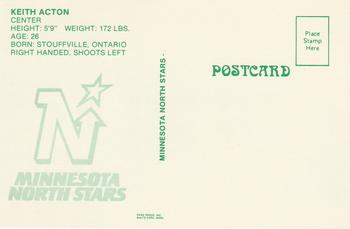 1985-86 Minnesota North Stars Postcards #NNO Keith Acton Back