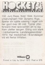 1973-74 Williams Hockey (Swedish) #132 Jurij Reps Back