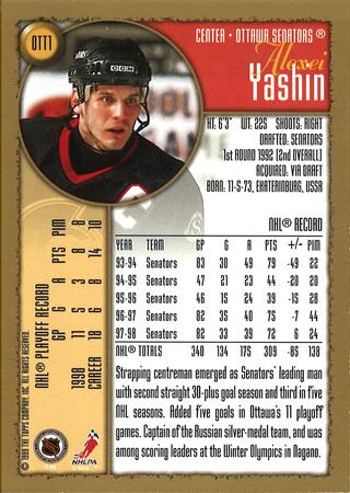 1998-99 Topps Ottawa Senators #OTT1 Alexei Yashin Back