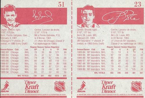 1990-91 Kraft - Panels #23 / 51 Pat LaFontaine / Denis Savard Back