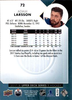 2017-18 Upper Deck #72 Adam Larsson Back