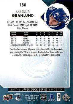 2017-18 Upper Deck #180 Markus Granlund Back