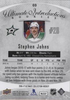 2016-17 Upper Deck Ultimate Collection - Onyx #69 Stephen Johns Back