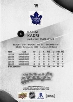 2017-18 Upper Deck MVP - Silver Script #19 Nazem Kadri Back