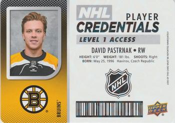 2017-18 Upper Deck MVP - NHL Player Credentials Level 1 Access #NHL-DP David Pastrnak Front