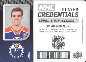 2017-18 Upper Deck MVP - NHL Player Credentials Level 1 VIP Access #NHL-CM Connor McDavid Front