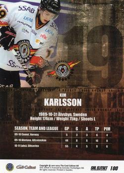 2011-12 SHL Elitset #100 Kim Karlsson Back