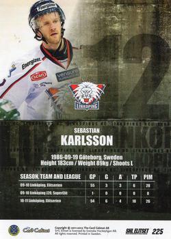 2011-12 SHL Elitset #225 Sebastian Karlsson Back