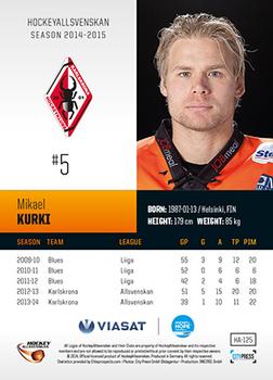 2014-15 HockeyAllsvenskan #HA-125 Mikael Kurki Back