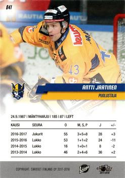 2017-18 Cardset Finland #041 Antti Jaatinen Back