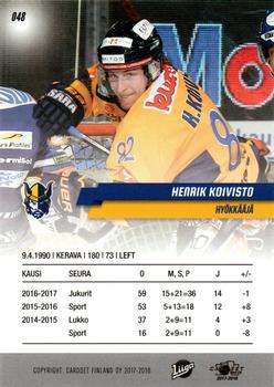 2017-18 Cardset Finland #048 Henrik Koivisto Back