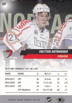 2017-18 Cardset Finland #057 Valtteri Hotakainen Back