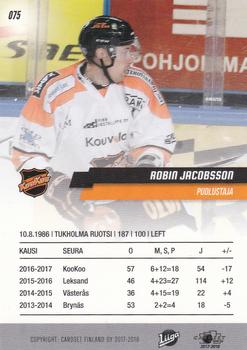2017-18 Cardset Finland #075 Robin Jacobsson Back