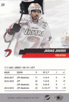 2017-18 Cardset Finland #231 Jaakko Jokinen Back