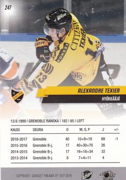 2017-18 Cardset Finland #247 Alexandre Texier Back