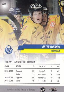 2017-18 Cardset Finland #288 Arttu Ilomäki Back
