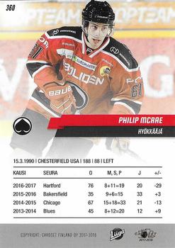 2017-18 Cardset Finland #360 Philip McRae Back