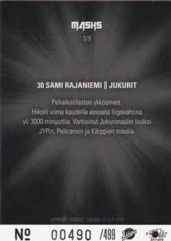 2017-18 Cardset Finland - Masks Special Edition Red #3 Sami Rajaniemi Back