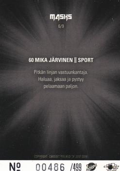 2017-18 Cardset Finland - Masks Special Edition Red #6 Mika Järvinen Back