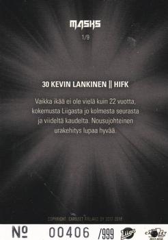2017-18 Cardset Finland - Masks Special Edition Blue #1 Kevin Lankinen Back