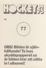 1974-75 Williams Hockey (Swedish) #77 Vladimirs Sernajevs Back