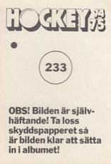 1974-75 Williams Hockey (Swedish) #233 Martin Karlsson Back