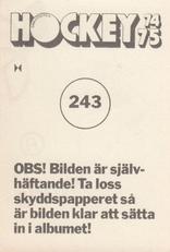 1974-75 Williams Hockey (Swedish) #243 Willy Lindstrom Back