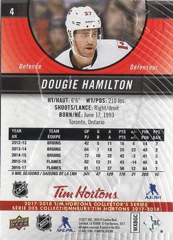 2017-18 Upper Deck Tim Hortons #4 Dougie Hamilton Back