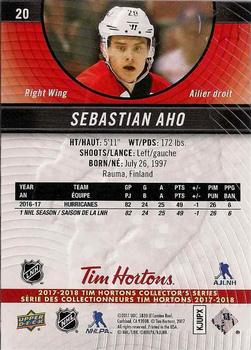 2017-18 Upper Deck Tim Hortons #20 Sebastian Aho Back