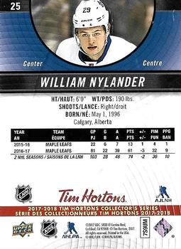 2017-18 Upper Deck Tim Hortons #25 William Nylander Back