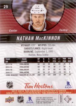 2017-18 Upper Deck Tim Hortons #29 Nathan MacKinnon Back