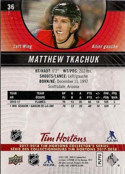 2017-18 Upper Deck Tim Hortons #36 Matthew Tkachuk Back
