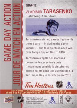 2017-18 Upper Deck Tim Hortons - Game Day Action #GDA-12 Vladimir Tarasenko Back