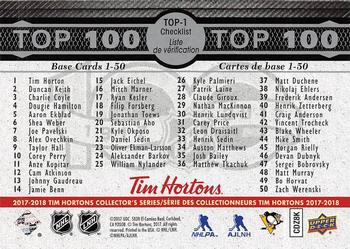2017-18 Upper Deck Tim Hortons - Top 100 #TOP-1 Sidney Crosby Back